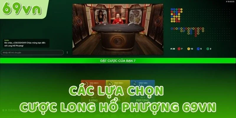 Các lựa chọn cược Long Hổ Phượng 69VN