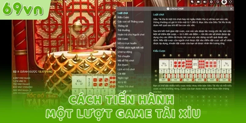 Cách tiến hành một lượt game Tài xỉu