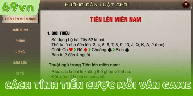 Cách tính tiền cược mỗi ván game