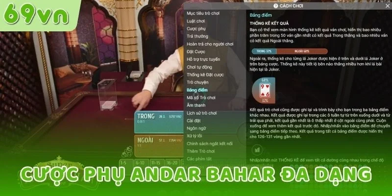Cược phụ Andar Bahar đa dạng