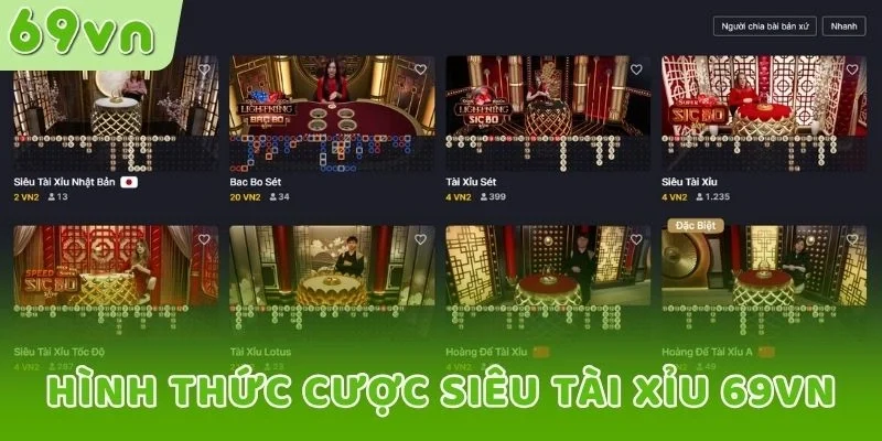 Hình thức cược Siêu tài xỉu 69VN
