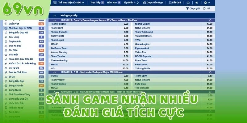 Sảnh game nhận nhiều đánh giá tích cực
