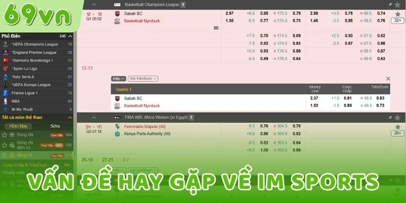 Vấn đề hay gặp về IM Sports