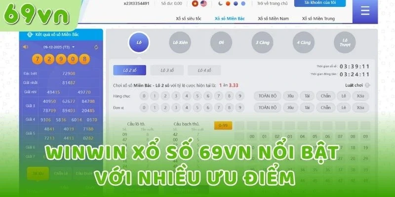 Winwin xổ số 69VN nổi bật với nhiều ưu điểm
